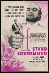 2t0341 I STAND CONDEMNED pressbook 1936 Harry Bauer, Laurence Olivier, Penelope Dudley-Ward, rare!