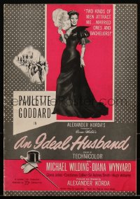 2t0344 IDEAL HUSBAND pressbook 1948 Paulette Goddard, Wilding, Alexander Korda, Oscar Wilde, rare!