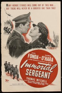 2t0347 IMMORTAL SERGEANT pressbook 1943 WWII soldier Henry Fonda & Maureen O'Hara, ultra rare!