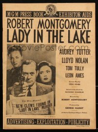 2t0354 LADY IN THE LAKE pressbook 1947 Robert Montgomery, Audrey Totter, Raymond Chandler, very rare!