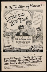 2t0356 LITTLE OLD NEW YORK pressbook 1940 Alice Faye, Fred MacMurray & Richard Greene, ultra rare!