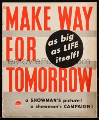 2t0359 MAKE WAY FOR TOMORROW pressbook 1937 Fay Bainter, Victor Moore & Beulah Bondi, ultra rare!