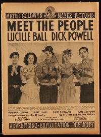 2t0366 MEET THE PEOPLE pressbook 1944 Lucille Ball, Dick Powell, Bert Lahr, O'Brien, ultra rare!