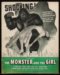 2t0368 MONSTER & THE GIRL pressbook 1941 great art of giant ape carrying Ellen Drew, very rare!