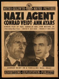 2t0370 NAZI AGENT pressbook 1942 Jules Dassin, Gestapo agent Conrad Veidt, Ann Ayars, ultra rare!