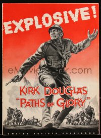 2t0377 PATHS OF GLORY pressbook 1958 Stanley Kubrick, great artwork of Kirk Douglas in WWI!