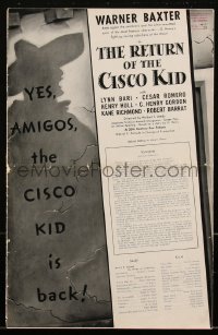 2t0386 RETURN OF THE CISCO KID pressbook 1939 Warner Baxter & sexy Lynn Bari, ultra rare!