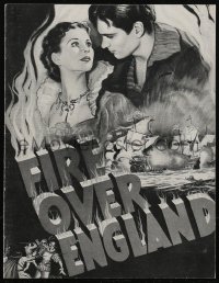 2t0579 FIRE OVER ENGLAND promo brochure 1937 different art of Laurence Olivier & Vivien Leigh, rare!