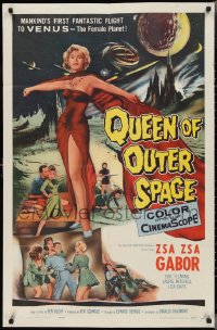 2t1132 QUEEN OF OUTER SPACE 1sh 1958 Zsa Zsa Gabor on Venus, by Ben Hecht & Charles Beaumont!