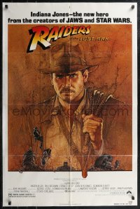 2t1134 RAIDERS OF THE LOST ARK 1sh 1981 great art of adventurer Harrison Ford by Richard Amsel