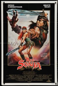 2t1138 RED SONJA 1sh 1985 Casaro fantasy art of Brigitte Nielsen & Schwarzenegger!