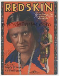 2t0531 REDSKIN sheet music 1929 great image of Native American Indian Richard Dix, the title song!