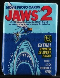 2t1561 JAWS 2 sealed pack of trading cards 1978 Topps movie photo cards with sticker & bubble gum!