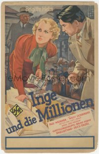 2t0603 INGE UND DIE MILLIONEN German WC 1933 art of of Brigitte Helm & Eichberger w/cash, rare!