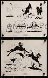 2t1833 FARMYARD SYMPHONY 5 8x10.25 stills 1938 Disney Silly Symphony, includes model sheet of animals!