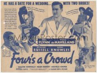 2t1496 FOUR'S A CROWD herald 1938 Errol Flynn, Olivia de Havilland, Rosalind Russell, Knowles, rare!