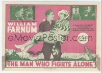 2t1507 MAN WHO FIGHTS ALONE herald 1924 William Farnum is cured by tragedy & Lois Wilson, rare!