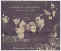 2t1509 MAN WHO RECLAIMED HIS HEAD herald 1935 Claude Rains, Joan Bennett, WWI, ultra rare!