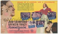 2t1510 MANNEQUIN herald 1938 Tracy wants wife Joan Crawford to divorce & marry his rich pal, rare!