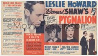 2t1522 PYGMALION herald 1938 Leslie Howard, Wendy Hiller, Hirschfeld art of Shaw, ultra rare!