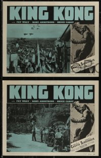 2t1418 KING KONG 4 LCs R1952 Fay Wray, Robert Armstrong, Bruce Cabot, fierce ape border art!