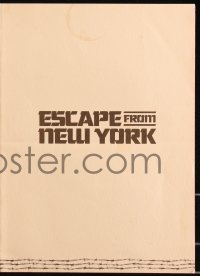 2t0545 ESCAPE FROM NEW YORK screening program 1981 John Carpenter, title, credits, production notes!