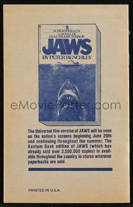 EMoviePoster.com Image For: 2t1550 JAWS 4.5x7 Preview Booklet 1975 ...