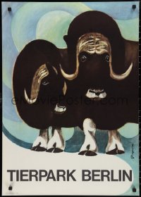 2w0166 TIERPARK BERLIN 23x32 East German special poster 1980 Reiner Zieger art of muskox, rare!