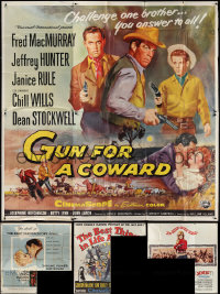 2x0436 LOT OF 1 COMPLETE & 3 INCOMPLETE FOLDED SIX-SHEETS 1950s Gun for a Coward & more!