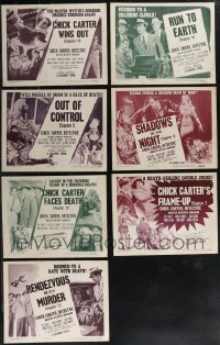 2x0186 LOT OF 7 CHICK CARTER DETECTIVE SERIAL TITLE CARDS 1946 Lyle Talbot, Master Mystery-Smasher!