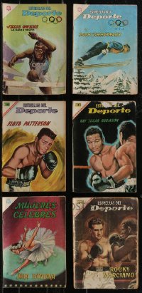 2x0302 LOT OF 6 MEXICAN SPORTS COMIC BOOKS 1960s Jesse Owens, Sugar Ray Robinson & more!