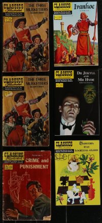 2x0312 LOT OF 6 CLASSICS ILLUSTRATED COMIC BOOKS 1940s Dr. Jekyll & Mr. Hyde, Three Musketeers!