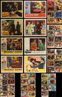 2x0146 LOT OF 55 CRIME DETECTIVE & NOIR LOBBY CARDS 1940s-1960s incomplete sets from several movies!