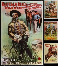 2x0777 LOT OF 4 UNFOLDED BUFFALO BILL'S WILD WEST FRENCH COMMERCIAL POSTERS 1990s cool art!