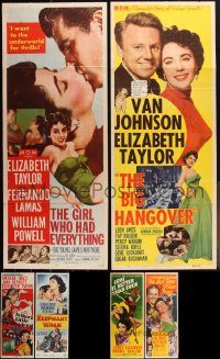 2x0890 LOT OF 6 FORMERLY FOLDED ELIZABETH TAYLOR INSERTS 1950s great images from her movies!