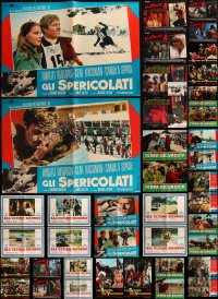 2x0828 LOT OF 60 FORMERLY FOLDED ITALIAN 19X27 PHOTOBUSTAS 1960s-1980s a variety of movie scenes!