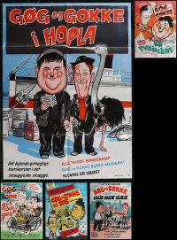 2x0504 LOT OF 7 FOLDED LAUREL & HARDY RE-RELEASE MOSTLY DANISH POSTERS R1950s-1970s great art!