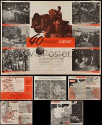 2x0474 LOT OF 4 FOLDED 2-SIDED NEWSMAP 1945 WAR POSTERS 1940s great WWII images & information!