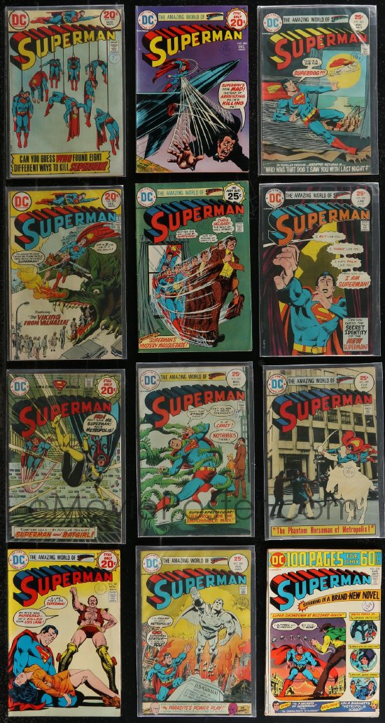 2x0243 Lot Of 12 Superman Comic Books 1970s The