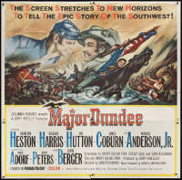 2y0366 MAJOR DUNDEE 6sh 1965 Sam Peckinpah, Charlton Heston, Civil War battle art by Rehberger!