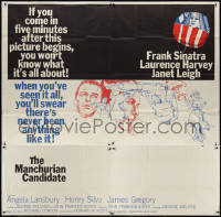 2y0367 MANCHURIAN CANDIDATE 6sh 1962 Frank Sinatra, Laurence Harvey, Lansbury, Frankenheimer, rare!