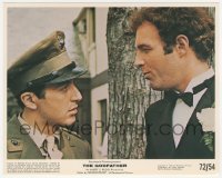 2y1821 GODFATHER color 8x10 still 1972 c/u of Al Pacino in uniform & James Caan in tuxedo at wedding!