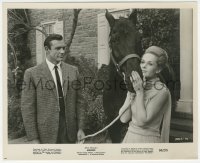 2y1867 MARNIE 8.25x10 still 1964 Sean Connery & Tippi Hedren c/u with horse, Alfred Hitchcock