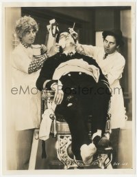 2y1874 MONKEY BUSINESS 8x10.25 still 1931 Marx Brothers Harpo & Chico giving man a shave!