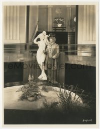 2y1875 MONKEY BUSINESS 7.75x10.25 still 1931 wacky Harpo Marx posing with statue by elaborate bath!