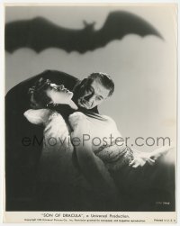 2y1905 SON OF DRACULA 7.75x9.75 still 1943 Chaney as Alucard over Allbritton's neck, bat shadow!