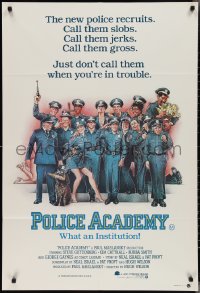 2y0408 POLICE ACADEMY Aust 1sh 1984 Steve Guttenberg, Kim Cattrall, Drew Struzan police artwork!