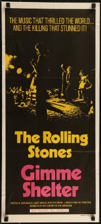 2y0481 GIMME SHELTER Aust daybill 1971 Rolling Stones out of control rock & roll concert!