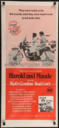 2y0486 HAROLD & MAUDE Aust daybill R1970s Ruth Gordon, Bud Cort is equipped to deal w/life!