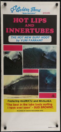 2y0488 HOT LIPS & INNERTUBES Aust daybill 1970s Yuri Farrant Australian surfing documentary!